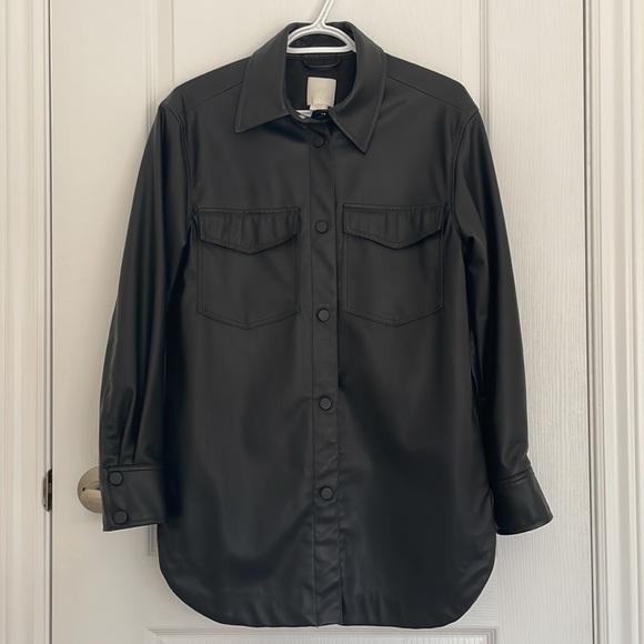 Faux leather shirt jacket - Picture 3 of 4